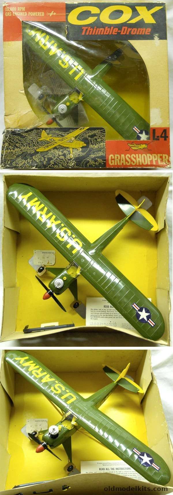 Cox Thimble-Drone L-4 Grasshopper Control Line Gas Aircraft, 7200-898 plastic model kit